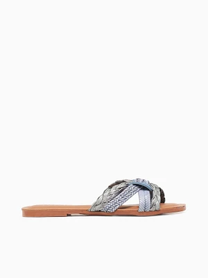 994p Blue Leather Raffia