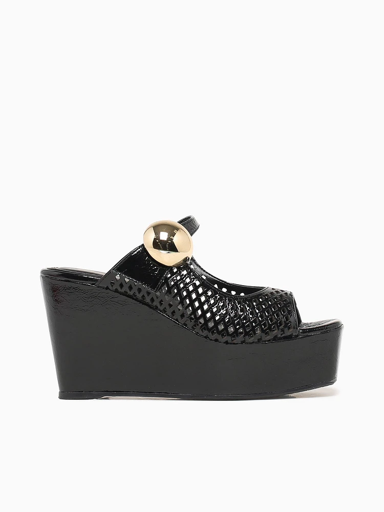 Sienna Black Crinkle Patent