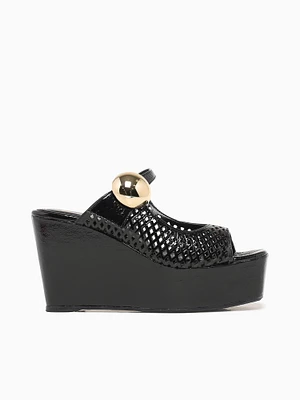 Sienna Black Crinkle Patent