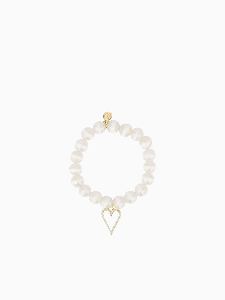 Capiz Heart Bracelet White