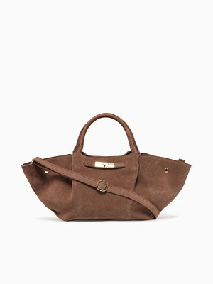 Fenty Button Suede Tote Taupe