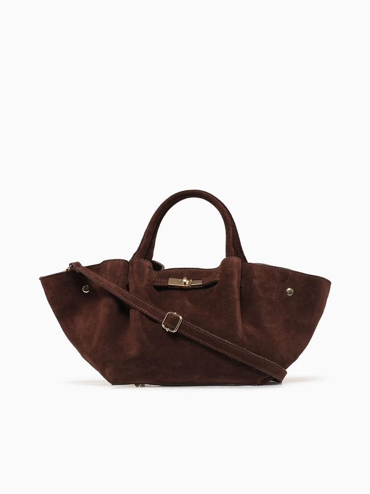 Fenty Button Suede Tote Brown