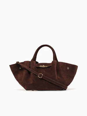 Fenty Button Suede Tote Brown