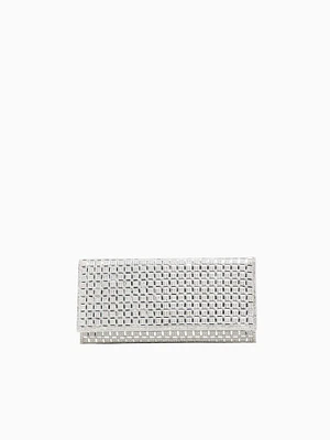 Gemstone Flap Clutch Silver