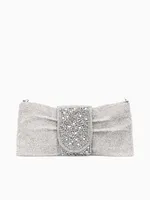 Bow Bag Flap Clutch Silver