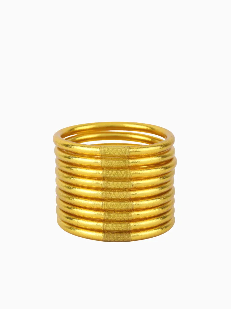 Gold All Weather Bangles (Set of 9) - Serenity Prayer