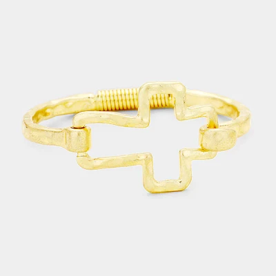 Hammered Metal Cross Bangle