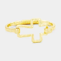 Hammered Metal Cross Bangle
