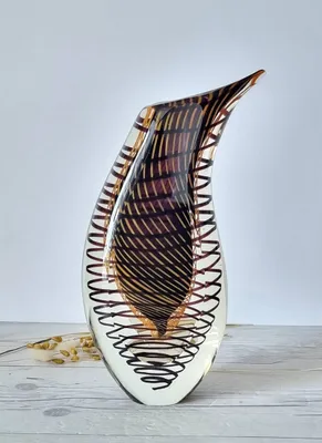 Stanislav Libensky att. Suspended Network Sommerso Art Glass Vase, 1970s
