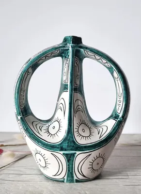 1950s Igor Studio, Santo Stefano Di Camastra, Twin Handle Sculpture Vase