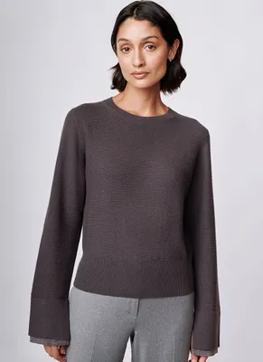 Cashmere and Silk Cropped Crewneck Sweater