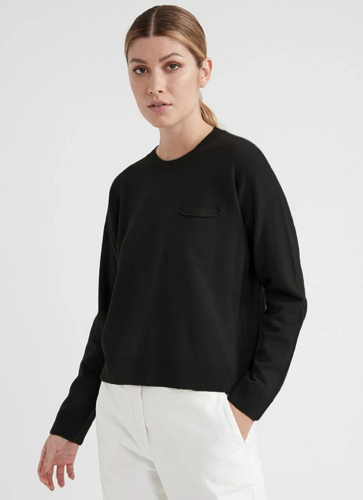 Wool and Silk-Blend Sweater with Pocket