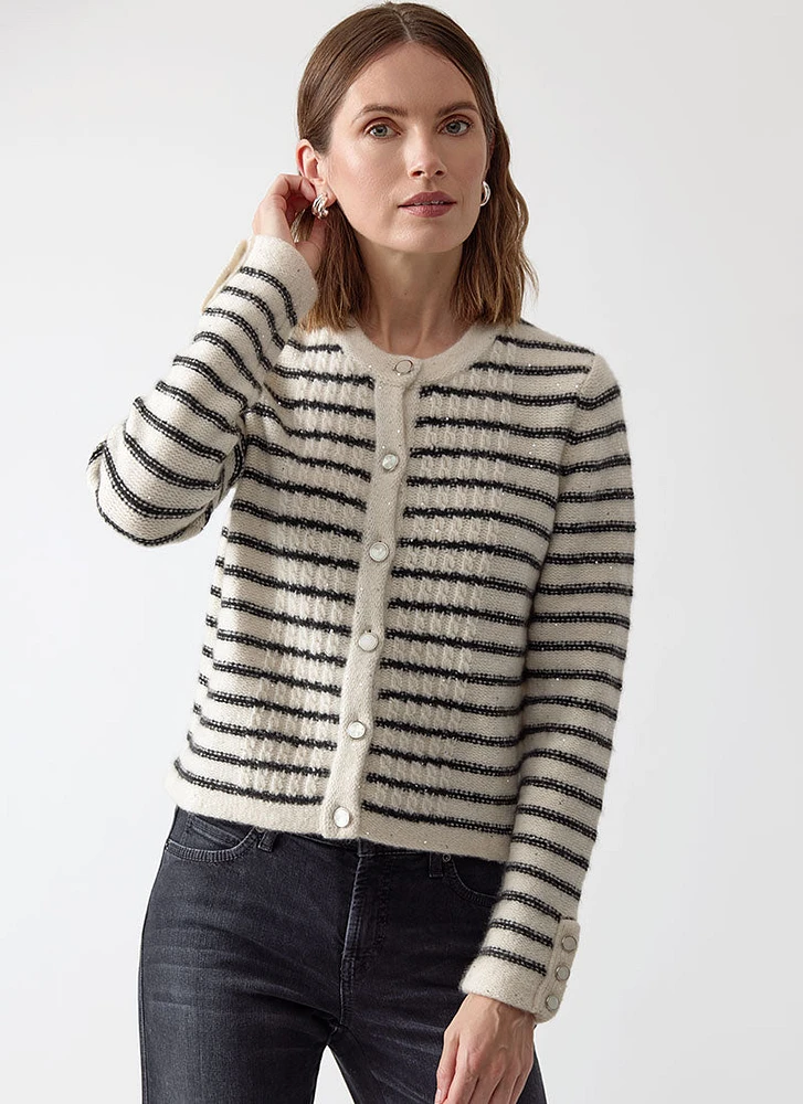 Tuxedo Front Cabled Cardigan