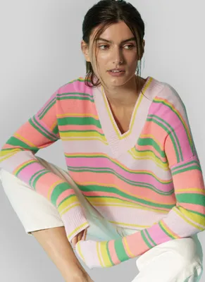 Multi Stripe V-Neck Sweater