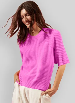 Oversize Shaker Short-Sleeve Sweater