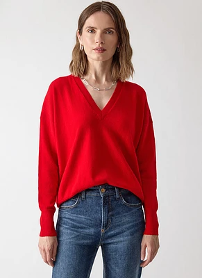 Relaxed V-Neck Cashmere Sweater