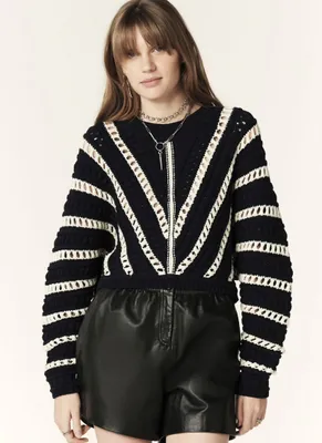 Gardy Cropped Mixed Knit Sweater