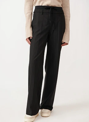 Amelie Pinstripe Straight-Leg Trouser