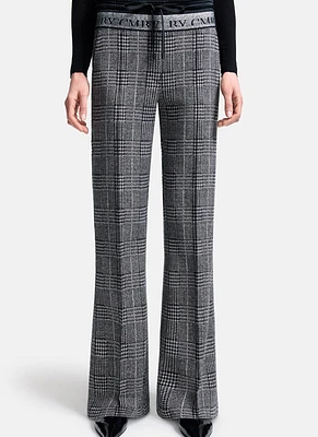 Ava Double-Waist Glenplaid Jogger Trouser