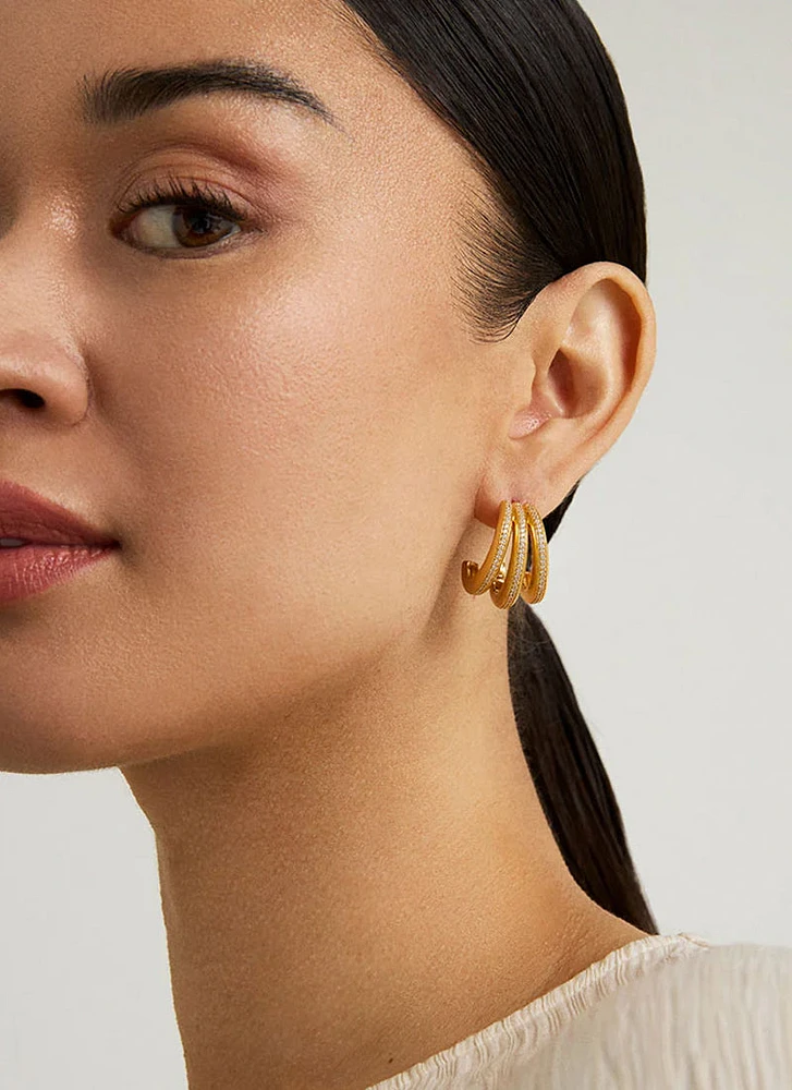 Dauphine Pave Hoop Earrings