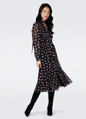 Erica Long-Sleeve Midi Dress