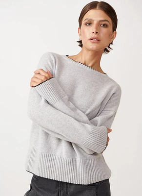 Crewneck Tipped Cashmere Sweater