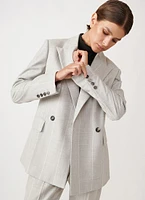 Double-Breasted Pinstripe Blazer