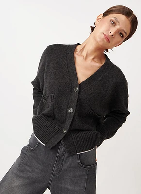 V-Neck Boxy Cashmere Cardigan