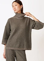 Bicolour Mesh Turtleneck Sweater