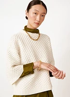 Grid Stitch Short-Sleeve Sweater