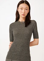 Ribbed Short-Sleeve Sweater