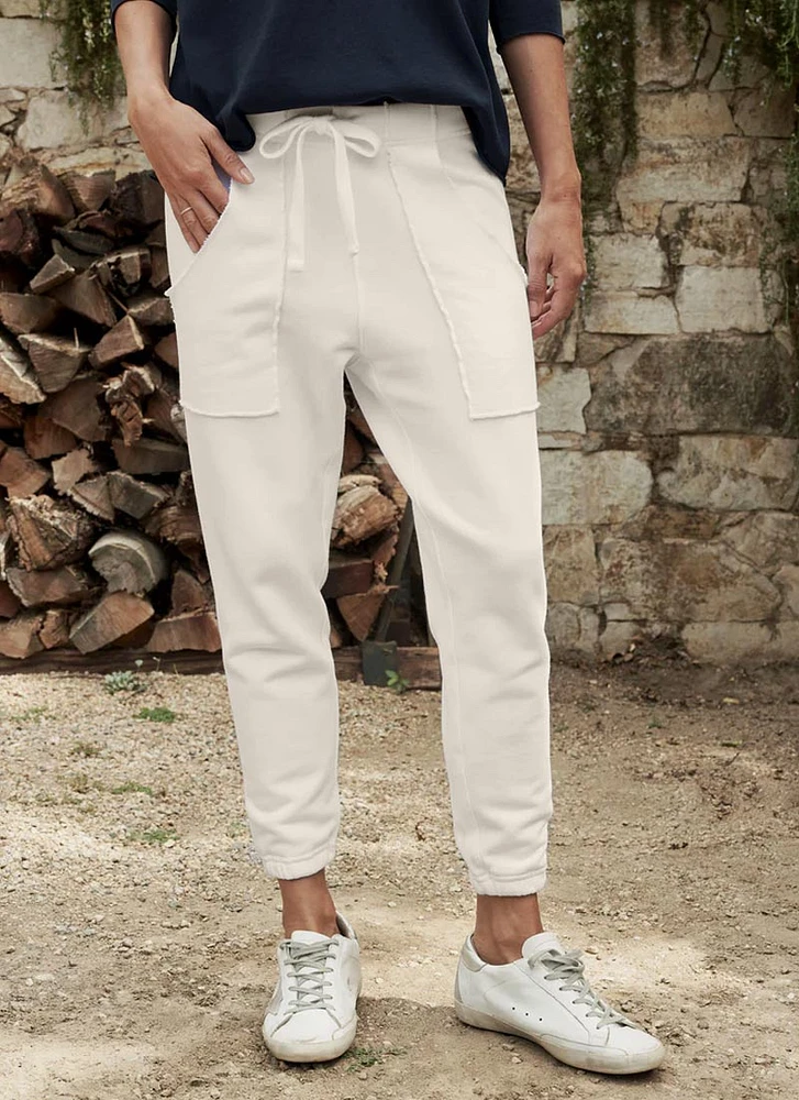 Eamon Vintage White Triple-Fleece Jogger Sweatpant