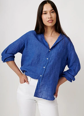 Eileen Bright Blue Linen Shirt