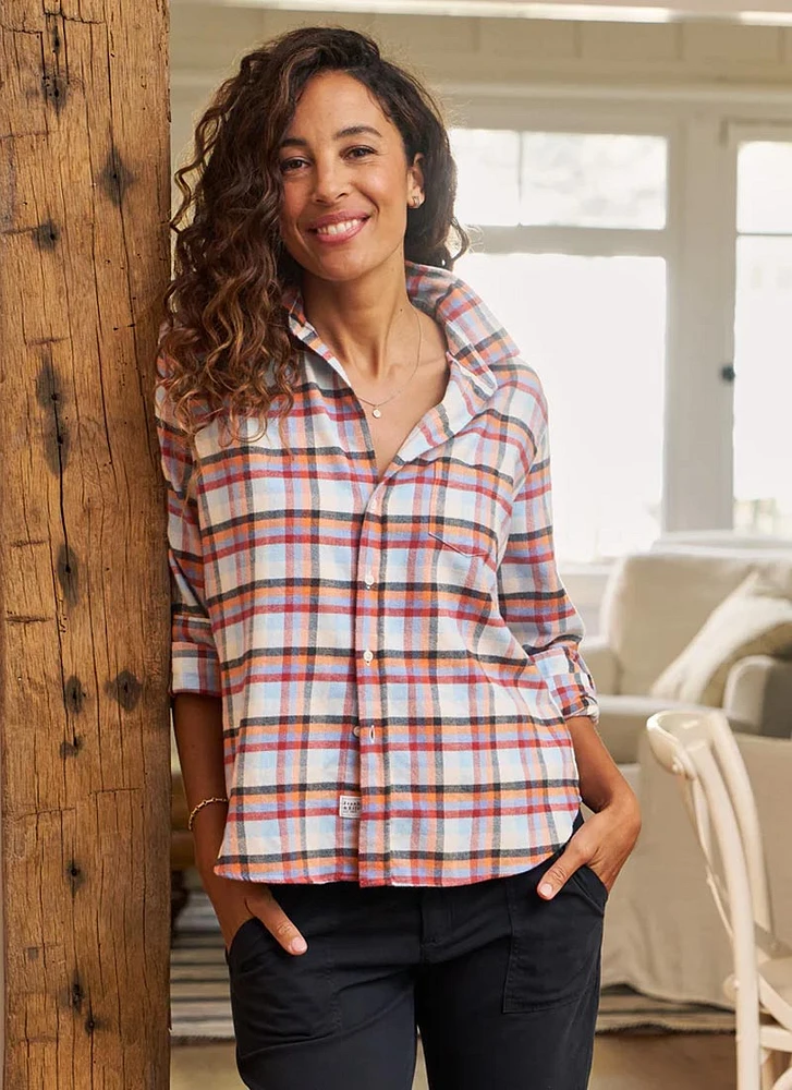 Eileen Orange and Blue Check Flannel Shirt