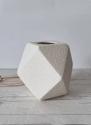 Bertoncello Ceramiche Sasso Bianco, Modernist Sculptural Geometric Vase, 1960s-80s