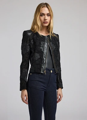 Dalma Vegan Leather Guipure Jacket