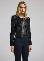 Dalma Vegan Leather Guipure Jacket