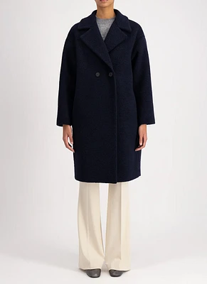 Double-Breasted Dropped Shoulder Bouclé Coat