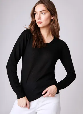 Long-Sleeve Mohair Crewneck Sweater