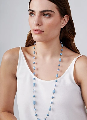 Blue Opal Agate Swarovski Necklace
