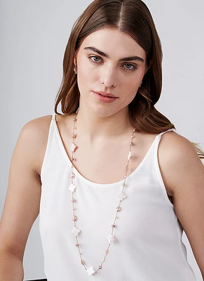 Coated Peach Moonstone Necklace
