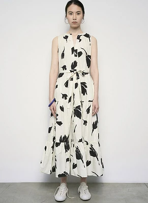 Printed Sleeveless Midi Dress
