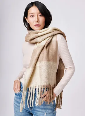 Bone Plaid Scarf