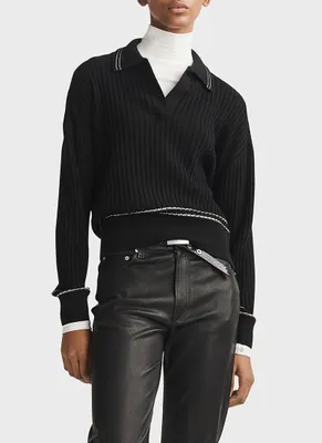Monti Rib-Knit Polo Sweater
