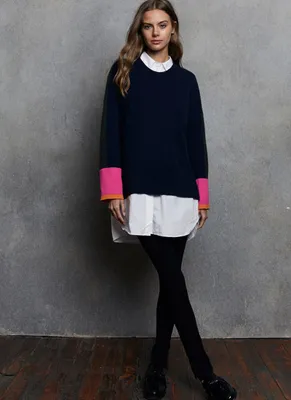 Colour Block Rib-Knit Sweater