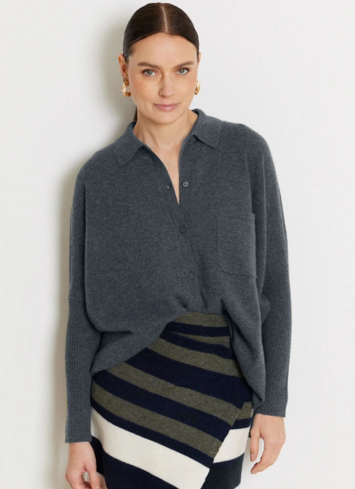 Cashmere Pullover Polo Sweater