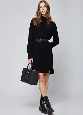 Cashmere Long-Sleeve Mock Neck Sweater Dress