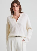 Extra-Fine Merino Relaxed Polo Sweater