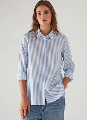 Long-Sleeve Relaxed Stripe Shirt