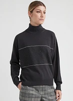 Mock Neck Wool and Silk-Blend Sweater